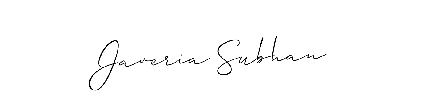 How to make Javeria Subhan signature? Allison_Script is a professional autograph style. Create handwritten signature for Javeria Subhan name. Javeria Subhan signature style 2 images and pictures png
