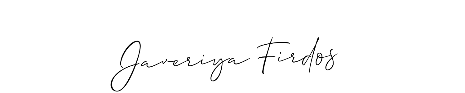 It looks lik you need a new signature style for name Javeriya Firdos. Design unique handwritten (Allison_Script) signature with our free signature maker in just a few clicks. Javeriya Firdos signature style 2 images and pictures png