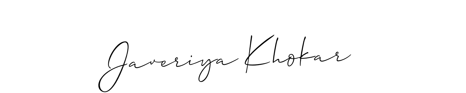 You should practise on your own different ways (Allison_Script) to write your name (Javeriya Khokar) in signature. don't let someone else do it for you. Javeriya Khokar signature style 2 images and pictures png