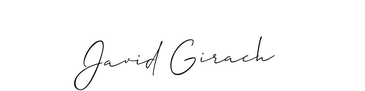 Design your own signature with our free online signature maker. With this signature software, you can create a handwritten (Allison_Script) signature for name Javid Girach. Javid Girach signature style 2 images and pictures png