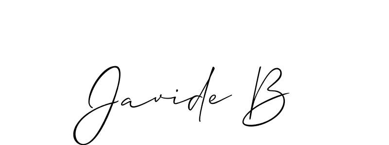 Use a signature maker to create a handwritten signature online. With this signature software, you can design (Allison_Script) your own signature for name Javide B. Javide B signature style 2 images and pictures png