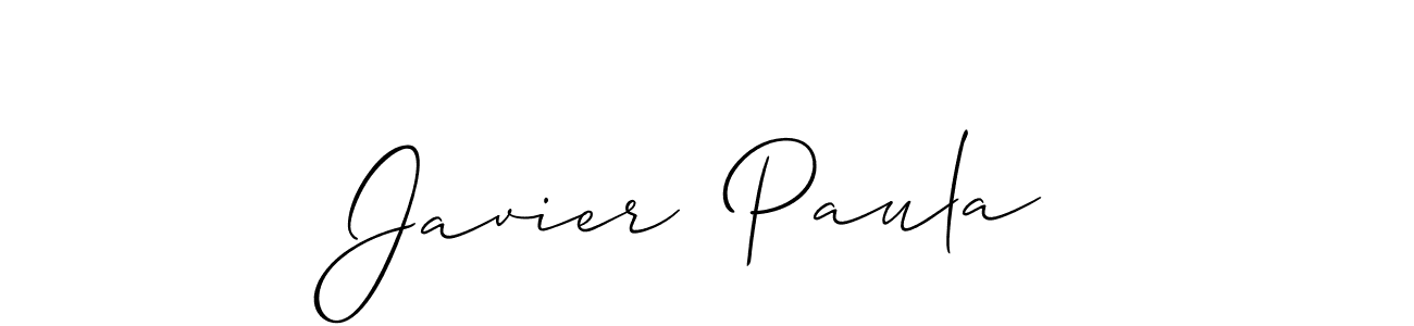 The best way (Allison_Script) to make a short signature is to pick only two or three words in your name. The name Javier  Paula include a total of six letters. For converting this name. Javier  Paula signature style 2 images and pictures png