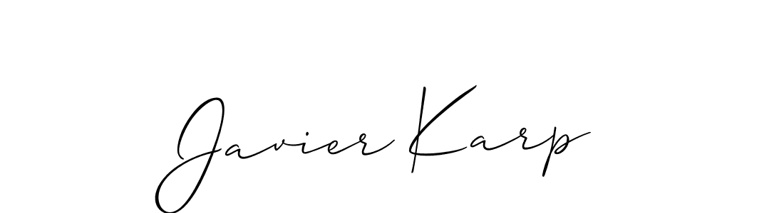 How to make Javier Karp name signature. Use Allison_Script style for creating short signs online. This is the latest handwritten sign. Javier Karp signature style 2 images and pictures png