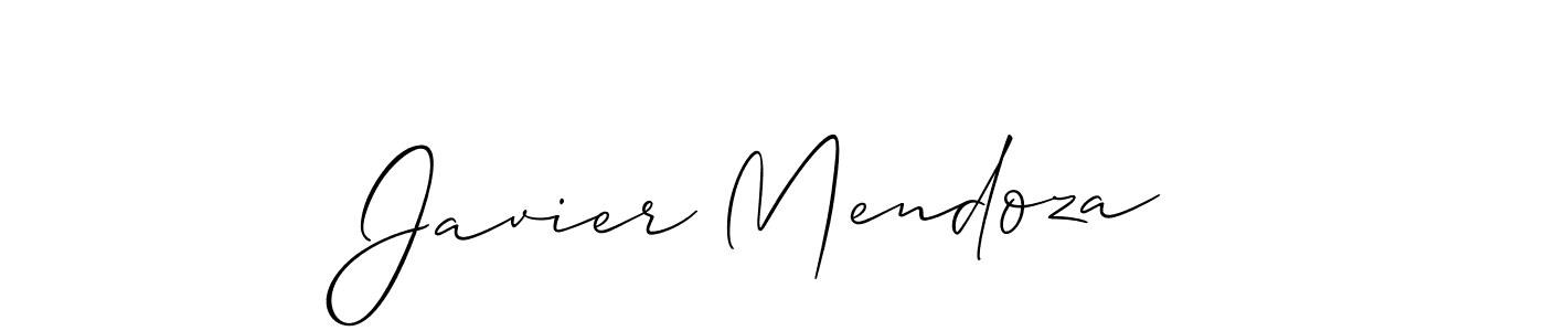 How to make Javier Mendoza name signature. Use Allison_Script style for creating short signs online. This is the latest handwritten sign. Javier Mendoza signature style 2 images and pictures png