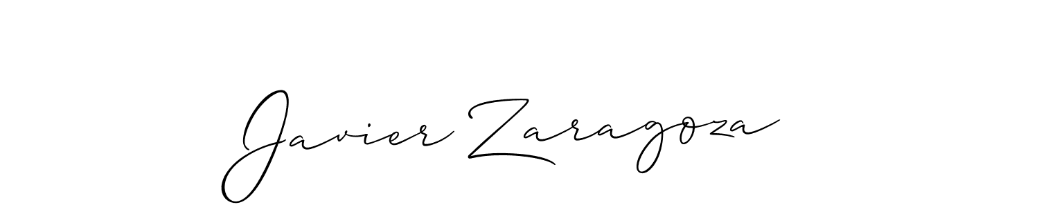 Javier Zaragoza stylish signature style. Best Handwritten Sign (Allison_Script) for my name. Handwritten Signature Collection Ideas for my name Javier Zaragoza. Javier Zaragoza signature style 2 images and pictures png