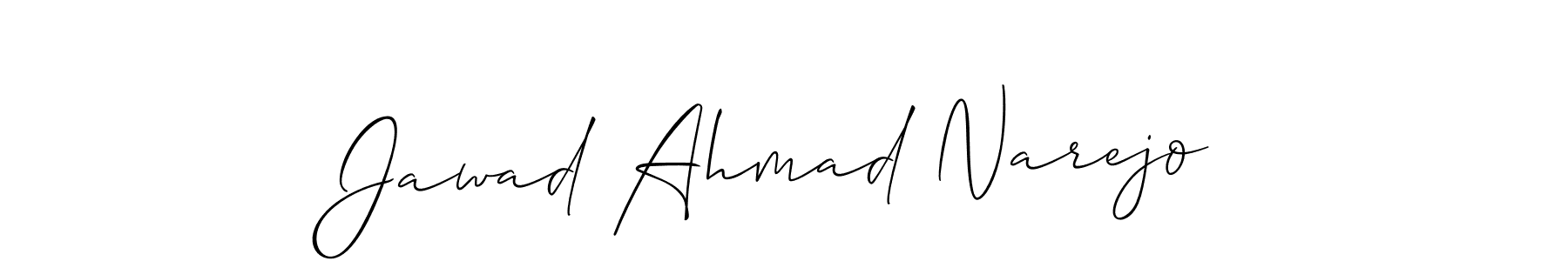 Use a signature maker to create a handwritten signature online. With this signature software, you can design (Allison_Script) your own signature for name Jawad Ahmad Narejo. Jawad Ahmad Narejo signature style 2 images and pictures png