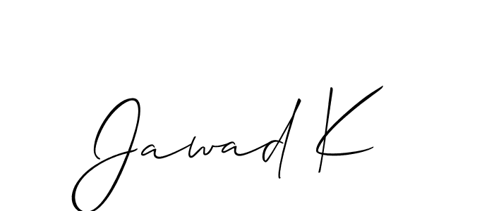 Allison_Script is a professional signature style that is perfect for those who want to add a touch of class to their signature. It is also a great choice for those who want to make their signature more unique. Get Jawad K name to fancy signature for free. Jawad K signature style 2 images and pictures png