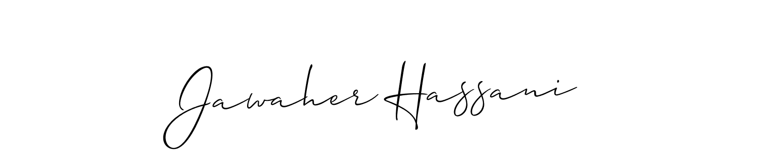 Also we have Jawaher Hassani name is the best signature style. Create professional handwritten signature collection using Allison_Script autograph style. Jawaher Hassani signature style 2 images and pictures png