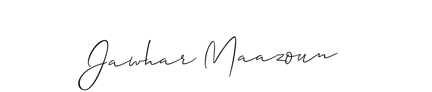 The best way (Allison_Script) to make a short signature is to pick only two or three words in your name. The name Jawhar Maazoun include a total of six letters. For converting this name. Jawhar Maazoun signature style 2 images and pictures png