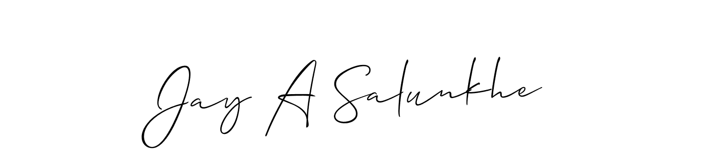 Allison_Script is a professional signature style that is perfect for those who want to add a touch of class to their signature. It is also a great choice for those who want to make their signature more unique. Get Jay A Salunkhe name to fancy signature for free. Jay A Salunkhe signature style 2 images and pictures png