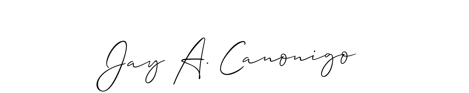 Also You can easily find your signature by using the search form. We will create Jay A. Canonigo name handwritten signature images for you free of cost using Allison_Script sign style. Jay A. Canonigo signature style 2 images and pictures png
