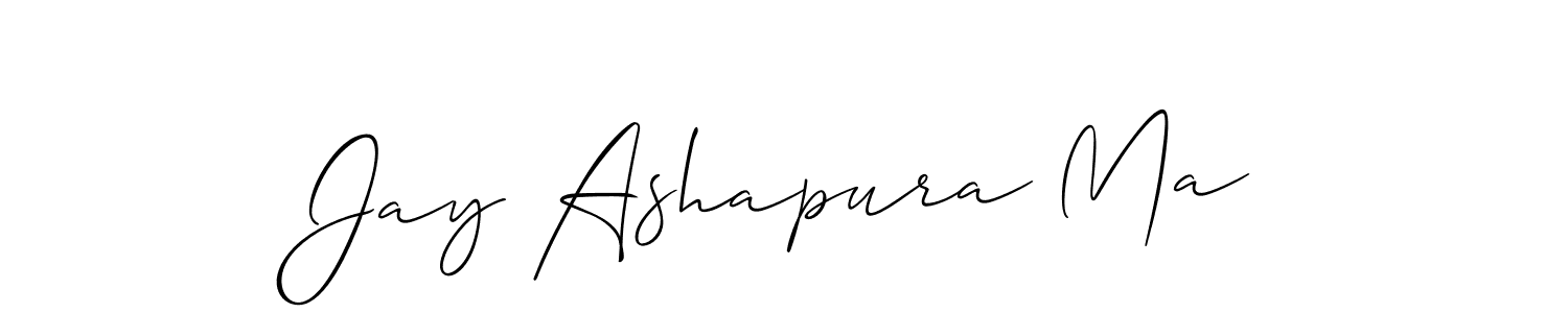 How to make Jay Ashapura Ma name signature. Use Allison_Script style for creating short signs online. This is the latest handwritten sign. Jay Ashapura Ma signature style 2 images and pictures png