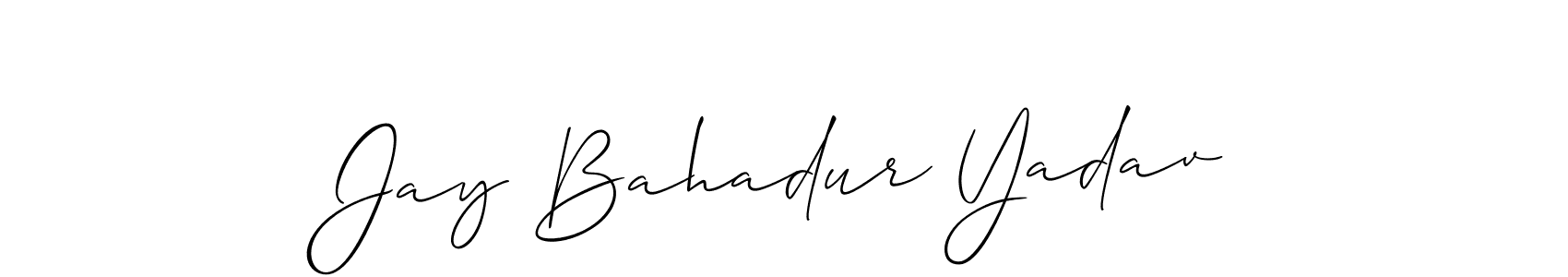 Also You can easily find your signature by using the search form. We will create Jay Bahadur Yadav name handwritten signature images for you free of cost using Allison_Script sign style. Jay Bahadur Yadav signature style 2 images and pictures png