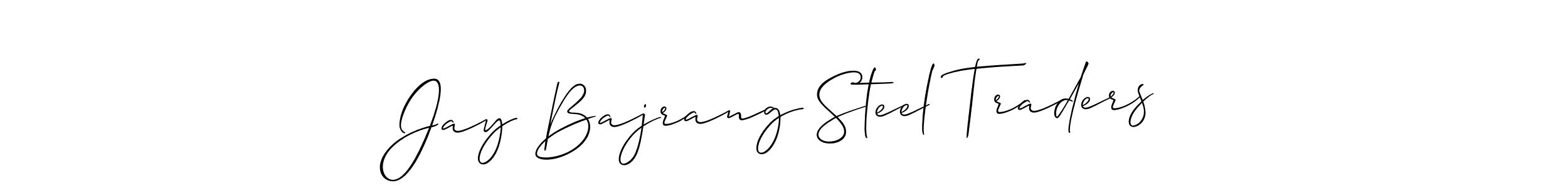 Make a beautiful signature design for name Jay Bajrang Steel Traders. With this signature (Allison_Script) style, you can create a handwritten signature for free. Jay Bajrang Steel Traders signature style 2 images and pictures png