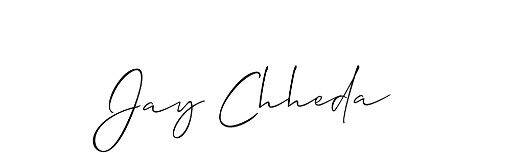 How to make Jay Chheda name signature. Use Allison_Script style for creating short signs online. This is the latest handwritten sign. Jay Chheda signature style 2 images and pictures png