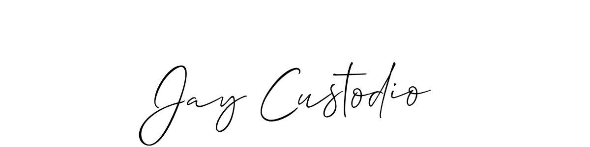 if you are searching for the best signature style for your name Jay Custodio. so please give up your signature search. here we have designed multiple signature styles  using Allison_Script. Jay Custodio signature style 2 images and pictures png