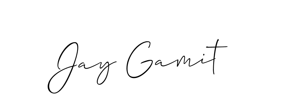 Also we have Jay Gamit name is the best signature style. Create professional handwritten signature collection using Allison_Script autograph style. Jay Gamit signature style 2 images and pictures png