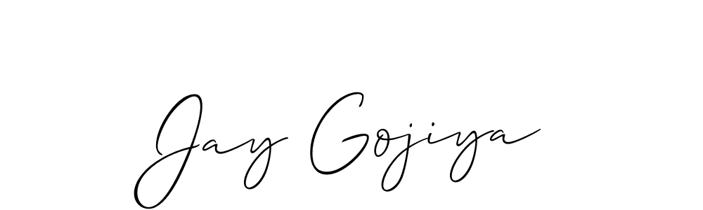 Make a beautiful signature design for name Jay Gojiya. With this signature (Allison_Script) style, you can create a handwritten signature for free. Jay Gojiya signature style 2 images and pictures png