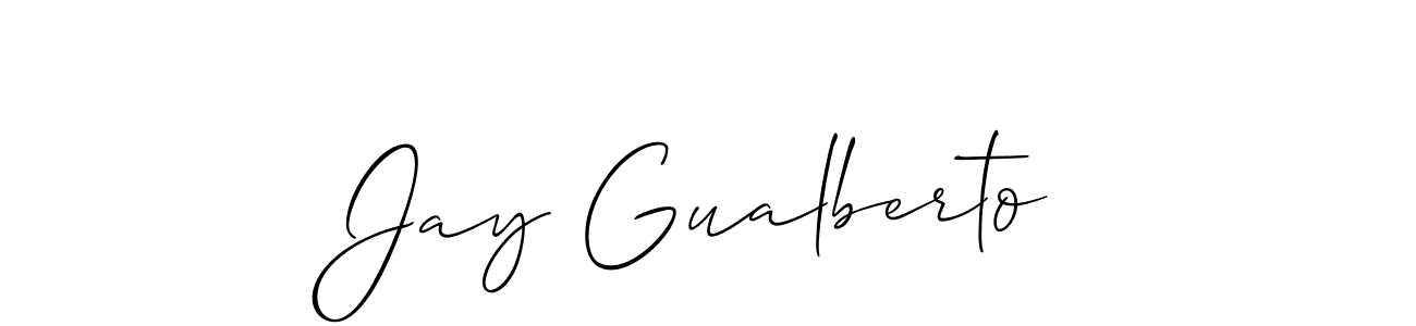 You should practise on your own different ways (Allison_Script) to write your name (Jay Gualberto) in signature. don't let someone else do it for you. Jay Gualberto signature style 2 images and pictures png