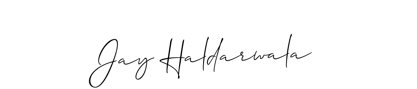 Make a beautiful signature design for name Jay Haldarwala. With this signature (Allison_Script) style, you can create a handwritten signature for free. Jay Haldarwala signature style 2 images and pictures png