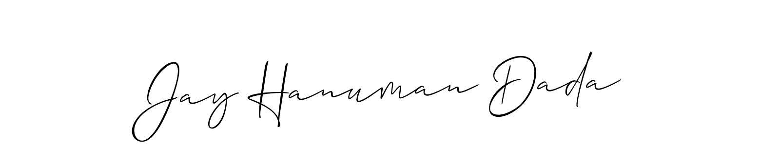 The best way (Allison_Script) to make a short signature is to pick only two or three words in your name. The name Jay Hanuman Dada include a total of six letters. For converting this name. Jay Hanuman Dada signature style 2 images and pictures png