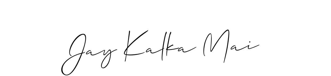 Allison_Script is a professional signature style that is perfect for those who want to add a touch of class to their signature. It is also a great choice for those who want to make their signature more unique. Get Jay Kalka Mai name to fancy signature for free. Jay Kalka Mai signature style 2 images and pictures png