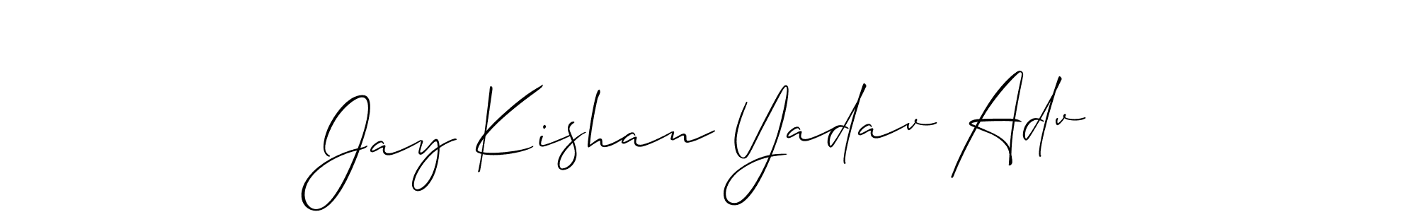 if you are searching for the best signature style for your name Jay Kishan Yadav Adv. so please give up your signature search. here we have designed multiple signature styles  using Allison_Script. Jay Kishan Yadav Adv signature style 2 images and pictures png