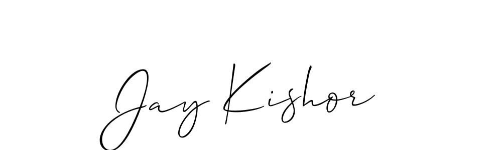 if you are searching for the best signature style for your name Jay Kishor. so please give up your signature search. here we have designed multiple signature styles  using Allison_Script. Jay Kishor signature style 2 images and pictures png