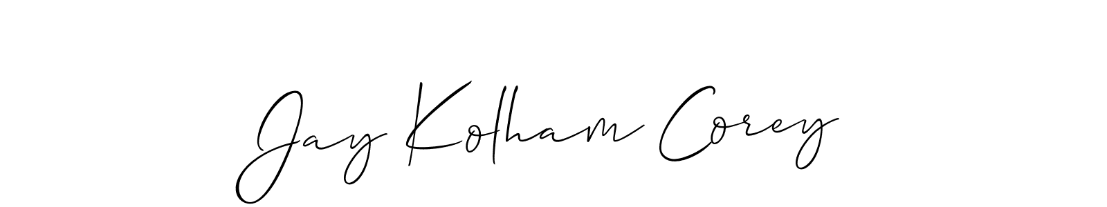 How to make Jay Kolham Corey name signature. Use Allison_Script style for creating short signs online. This is the latest handwritten sign. Jay Kolham Corey signature style 2 images and pictures png