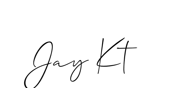 The best way (Allison_Script) to make a short signature is to pick only two or three words in your name. The name Jay Kt include a total of six letters. For converting this name. Jay Kt signature style 2 images and pictures png