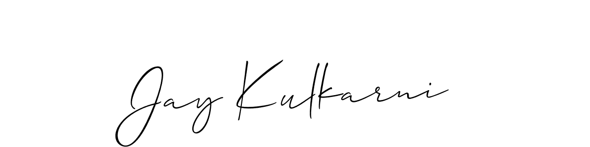 The best way (Allison_Script) to make a short signature is to pick only two or three words in your name. The name Jay Kulkarni include a total of six letters. For converting this name. Jay Kulkarni signature style 2 images and pictures png