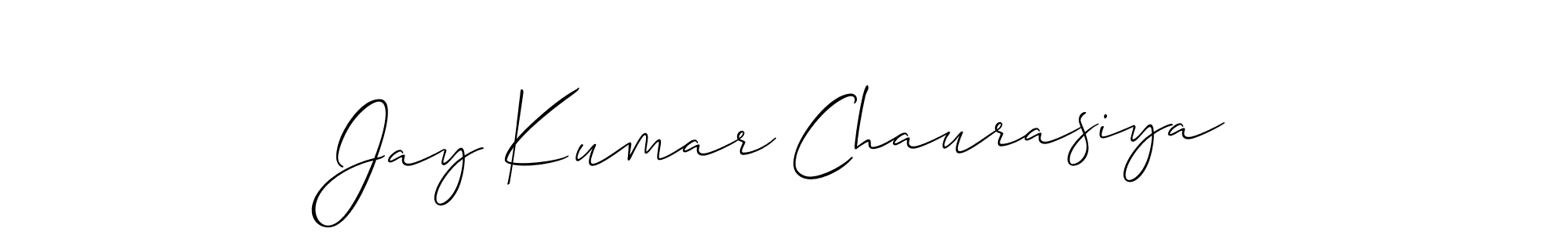 Allison_Script is a professional signature style that is perfect for those who want to add a touch of class to their signature. It is also a great choice for those who want to make their signature more unique. Get Jay Kumar Chaurasiya name to fancy signature for free. Jay Kumar Chaurasiya signature style 2 images and pictures png