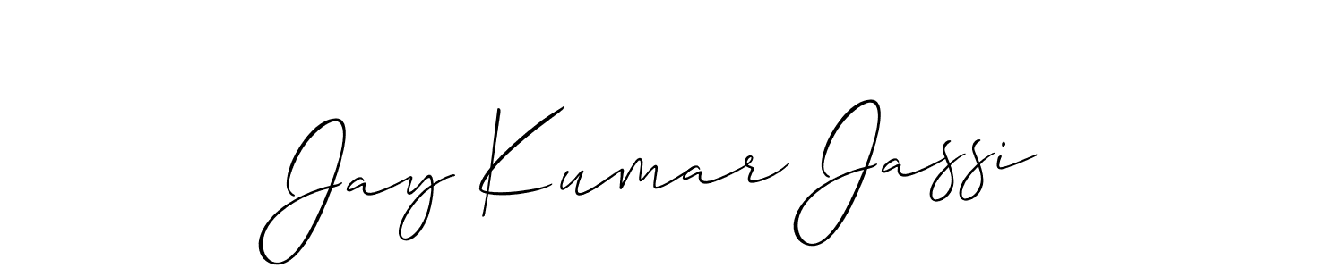 It looks lik you need a new signature style for name Jay Kumar Jassi. Design unique handwritten (Allison_Script) signature with our free signature maker in just a few clicks. Jay Kumar Jassi signature style 2 images and pictures png