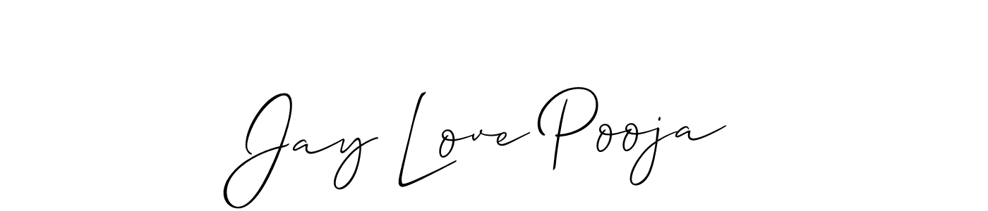 Use a signature maker to create a handwritten signature online. With this signature software, you can design (Allison_Script) your own signature for name Jay Love Pooja. Jay Love Pooja signature style 2 images and pictures png