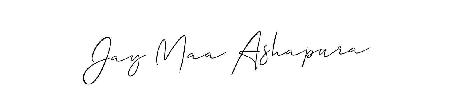 if you are searching for the best signature style for your name Jay Maa Ashapura. so please give up your signature search. here we have designed multiple signature styles  using Allison_Script. Jay Maa Ashapura signature style 2 images and pictures png