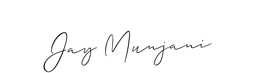 How to make Jay Munjani name signature. Use Allison_Script style for creating short signs online. This is the latest handwritten sign. Jay Munjani signature style 2 images and pictures png