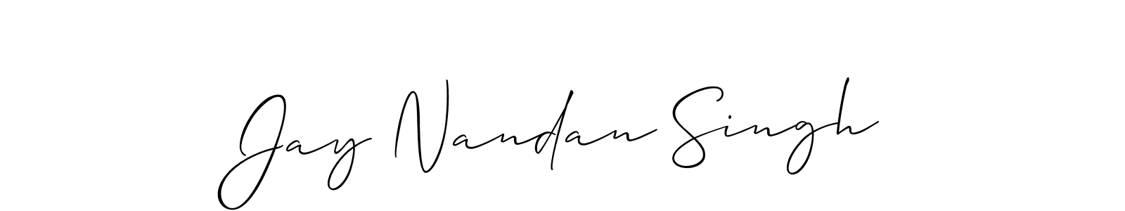 The best way (Allison_Script) to make a short signature is to pick only two or three words in your name. The name Jay Nandan Singh include a total of six letters. For converting this name. Jay Nandan Singh signature style 2 images and pictures png