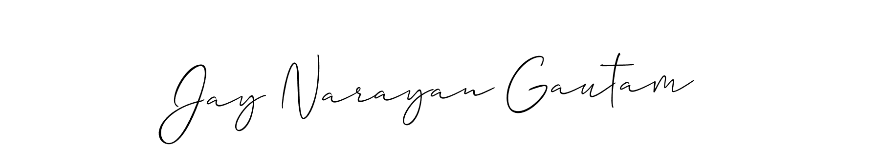 Create a beautiful signature design for name Jay Narayan Gautam. With this signature (Allison_Script) fonts, you can make a handwritten signature for free. Jay Narayan Gautam signature style 2 images and pictures png