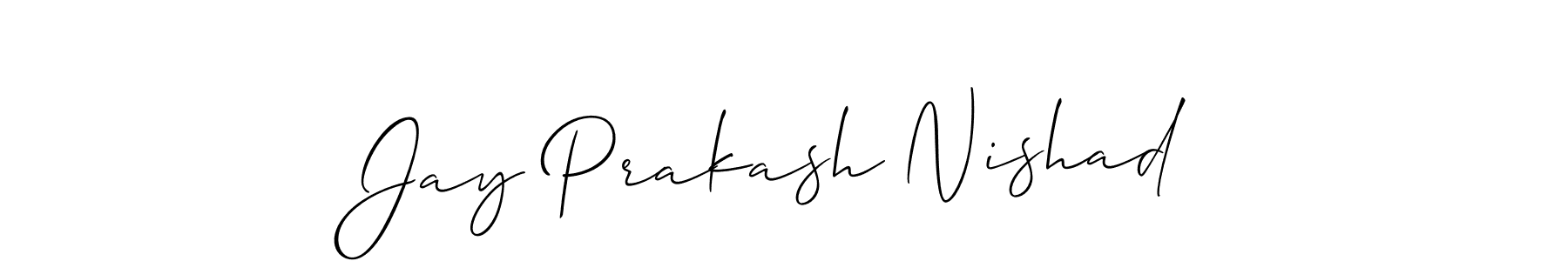 The best way (Allison_Script) to make a short signature is to pick only two or three words in your name. The name Jay Prakash Nishad include a total of six letters. For converting this name. Jay Prakash Nishad signature style 2 images and pictures png