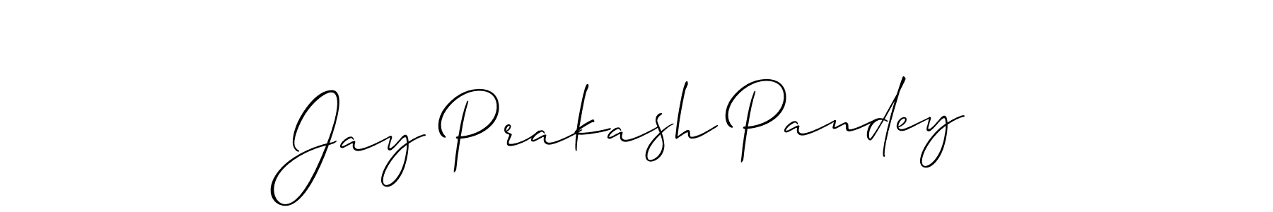 Make a short Jay Prakash Pandey signature style. Manage your documents anywhere anytime using Allison_Script. Create and add eSignatures, submit forms, share and send files easily. Jay Prakash Pandey signature style 2 images and pictures png