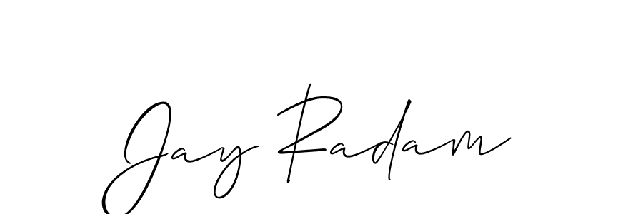 Create a beautiful signature design for name Jay Radam. With this signature (Allison_Script) fonts, you can make a handwritten signature for free. Jay Radam signature style 2 images and pictures png