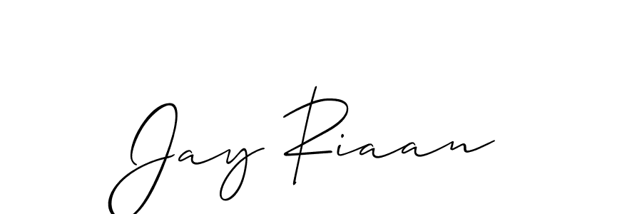 How to make Jay Riaan name signature. Use Allison_Script style for creating short signs online. This is the latest handwritten sign. Jay Riaan signature style 2 images and pictures png