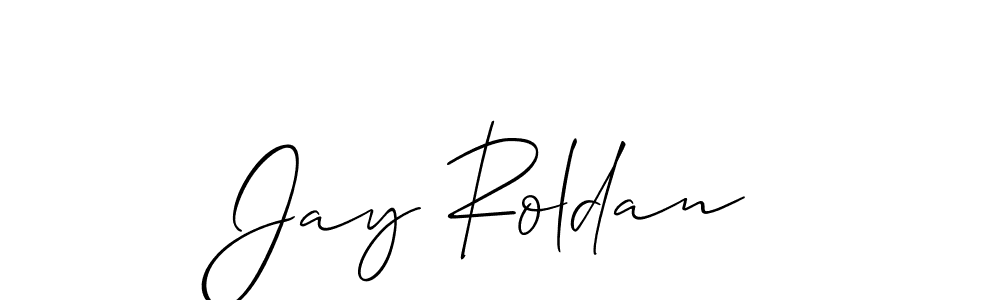Use a signature maker to create a handwritten signature online. With this signature software, you can design (Allison_Script) your own signature for name Jay Roldan. Jay Roldan signature style 2 images and pictures png