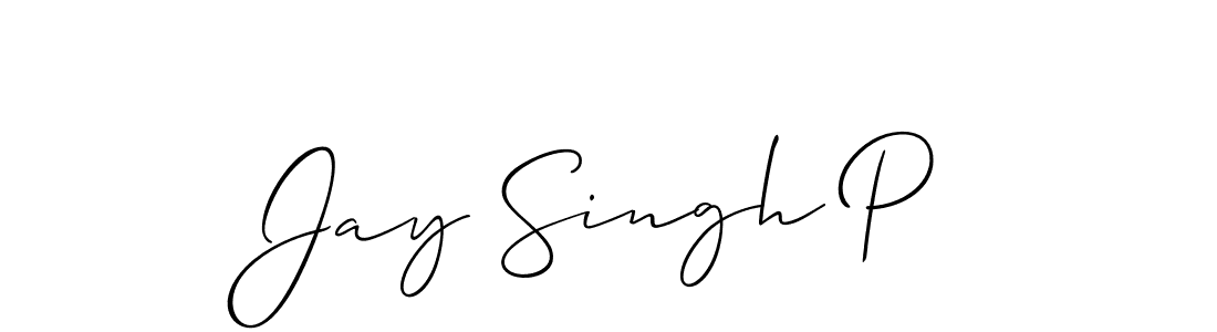 The best way (Allison_Script) to make a short signature is to pick only two or three words in your name. The name Jay Singh P include a total of six letters. For converting this name. Jay Singh P signature style 2 images and pictures png