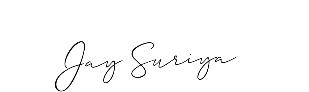 Allison_Script is a professional signature style that is perfect for those who want to add a touch of class to their signature. It is also a great choice for those who want to make their signature more unique. Get Jay Suriya name to fancy signature for free. Jay Suriya signature style 2 images and pictures png