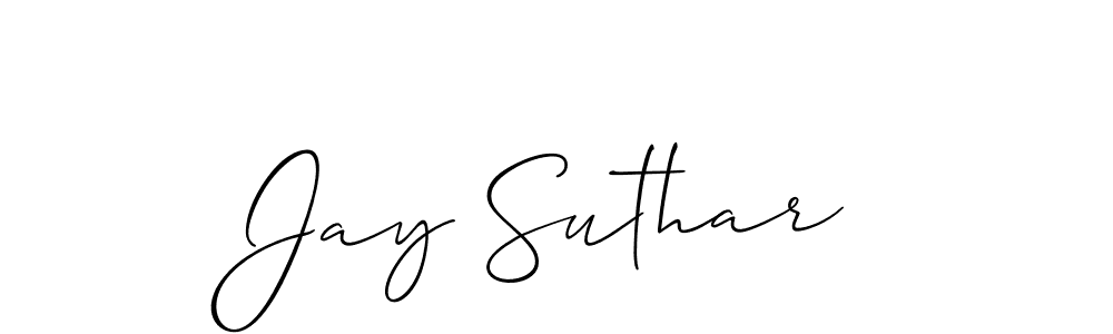 Allison_Script is a professional signature style that is perfect for those who want to add a touch of class to their signature. It is also a great choice for those who want to make their signature more unique. Get Jay Suthar name to fancy signature for free. Jay Suthar signature style 2 images and pictures png