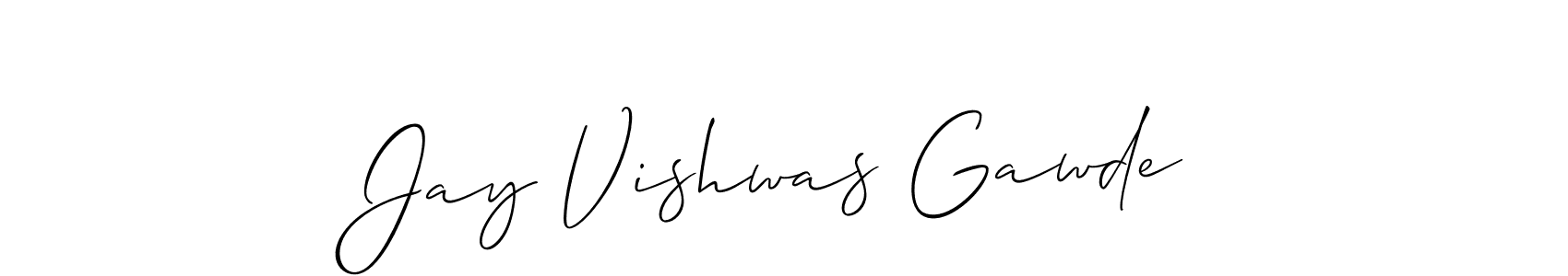 The best way (Allison_Script) to make a short signature is to pick only two or three words in your name. The name Jay Vishwas Gawde include a total of six letters. For converting this name. Jay Vishwas Gawde signature style 2 images and pictures png
