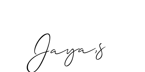 Create a beautiful signature design for name Jaya,s. With this signature (Allison_Script) fonts, you can make a handwritten signature for free. Jaya,s signature style 2 images and pictures png