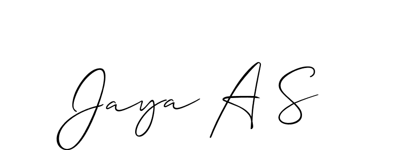Design your own signature with our free online signature maker. With this signature software, you can create a handwritten (Allison_Script) signature for name Jaya A S. Jaya A S signature style 2 images and pictures png