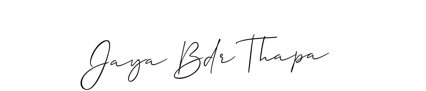 Make a beautiful signature design for name Jaya Bdr Thapa. With this signature (Allison_Script) style, you can create a handwritten signature for free. Jaya Bdr Thapa signature style 2 images and pictures png